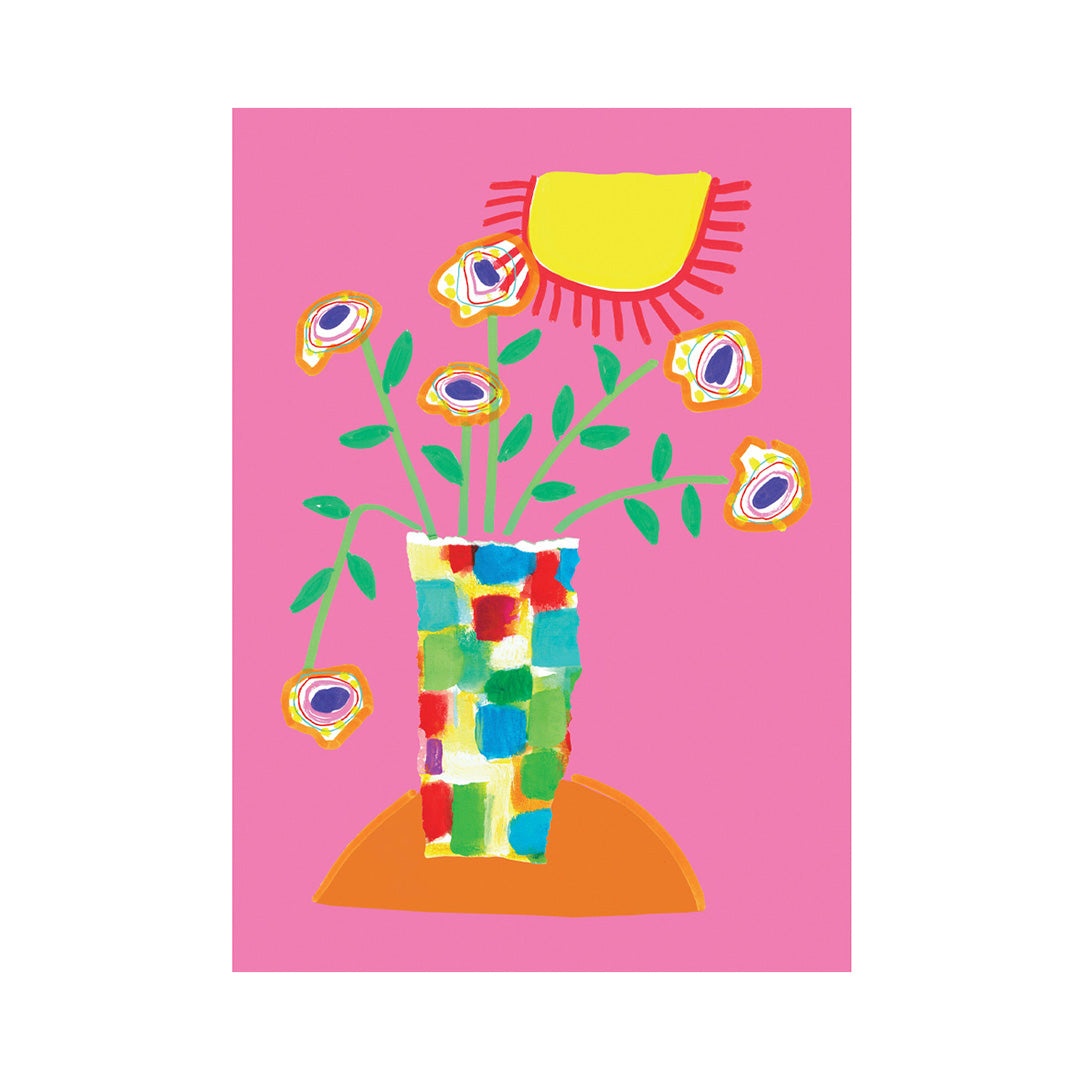 Flowers, Happy Colorful Greeting Card
