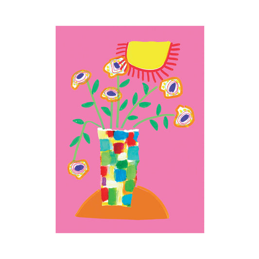 Flowers, Happy Colorful Greeting Card