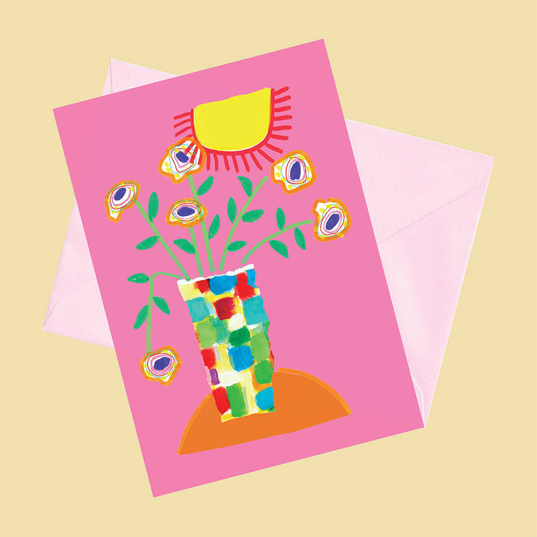 Flowers, Happy Colorful Greeting Card