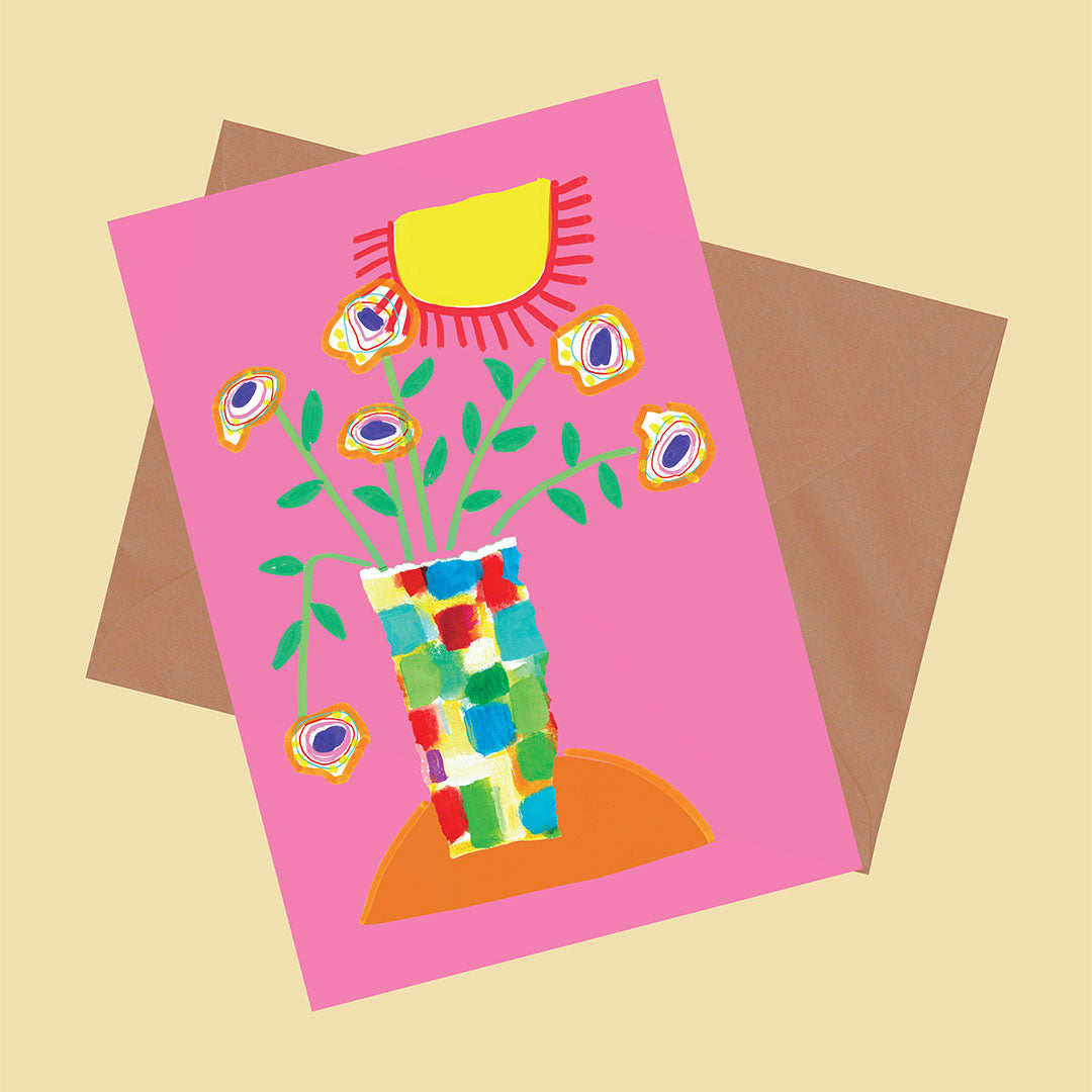 Flowers, Happy Colorful Greeting Card