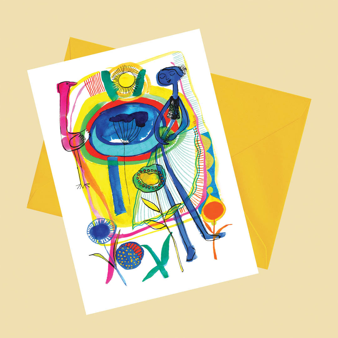 Blue dancer, Happy Colorful Greeting Card