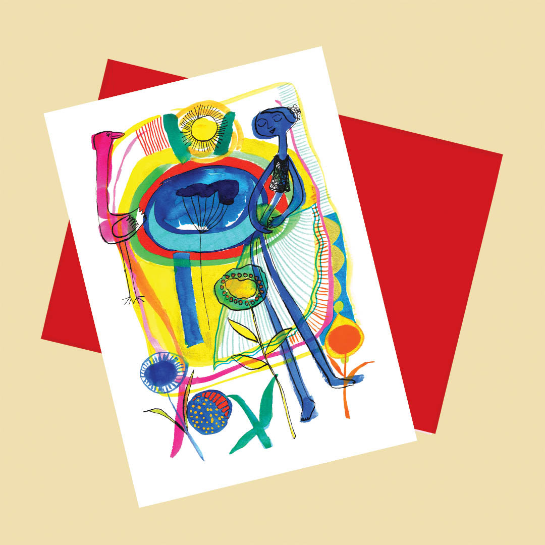 Blue dancer, Happy Colorful Greeting Card