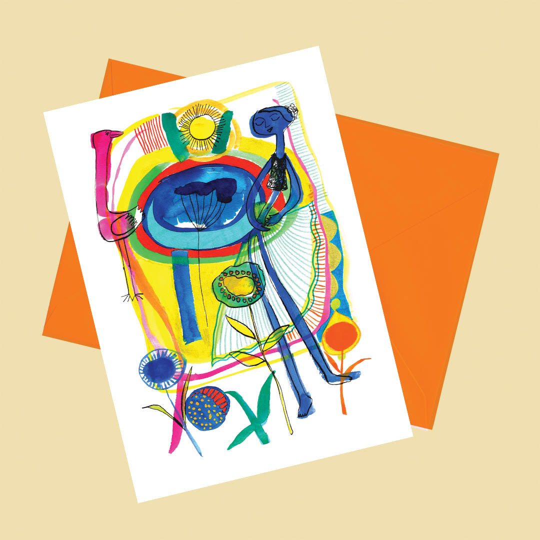 Blue dancer, Happy Colorful Greeting Card