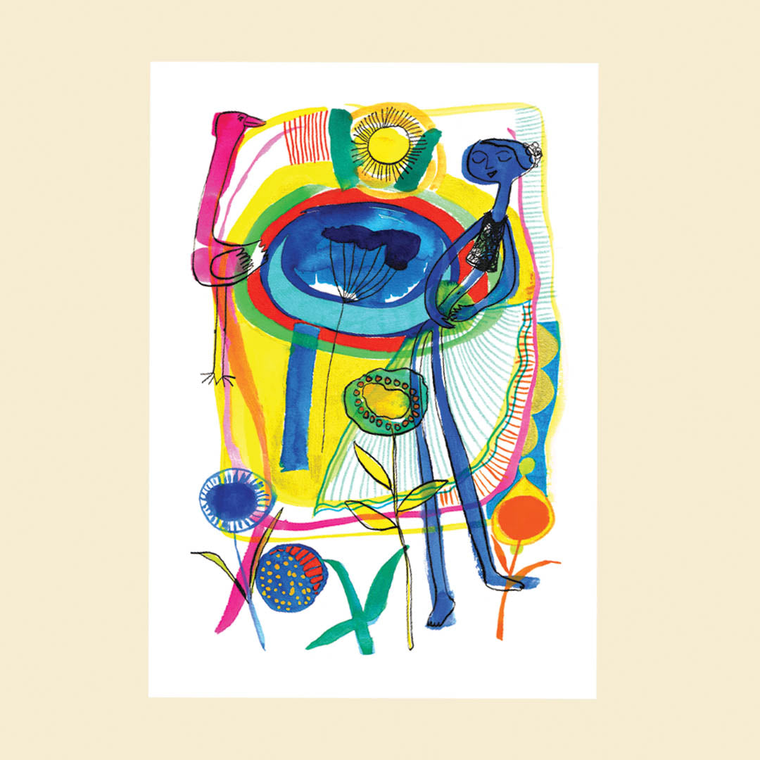 Blue dancer, Happy Colorful Greeting Card