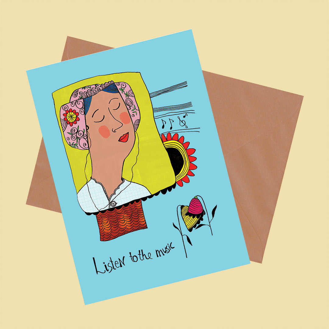 Listen to the music, Happy Colorful Greeting Card