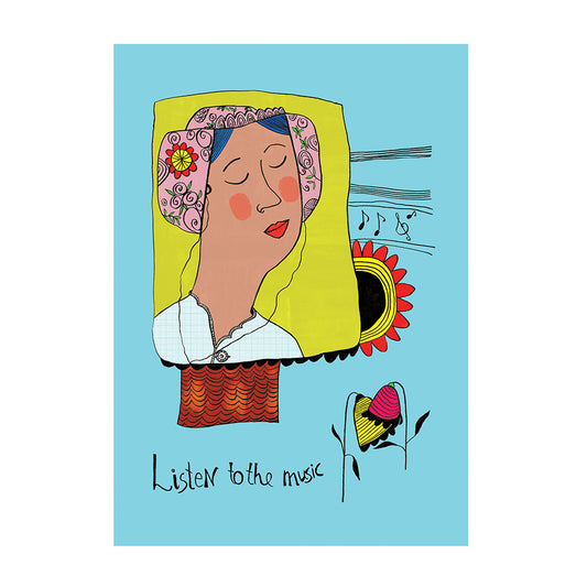 Listen to the music, Happy Colorful Greeting Card