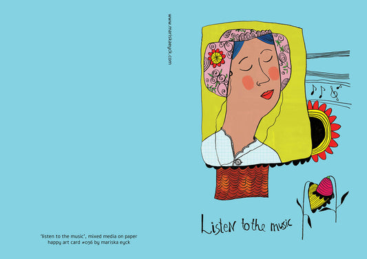 Listen to the music, Happy Colorful Greeting Card