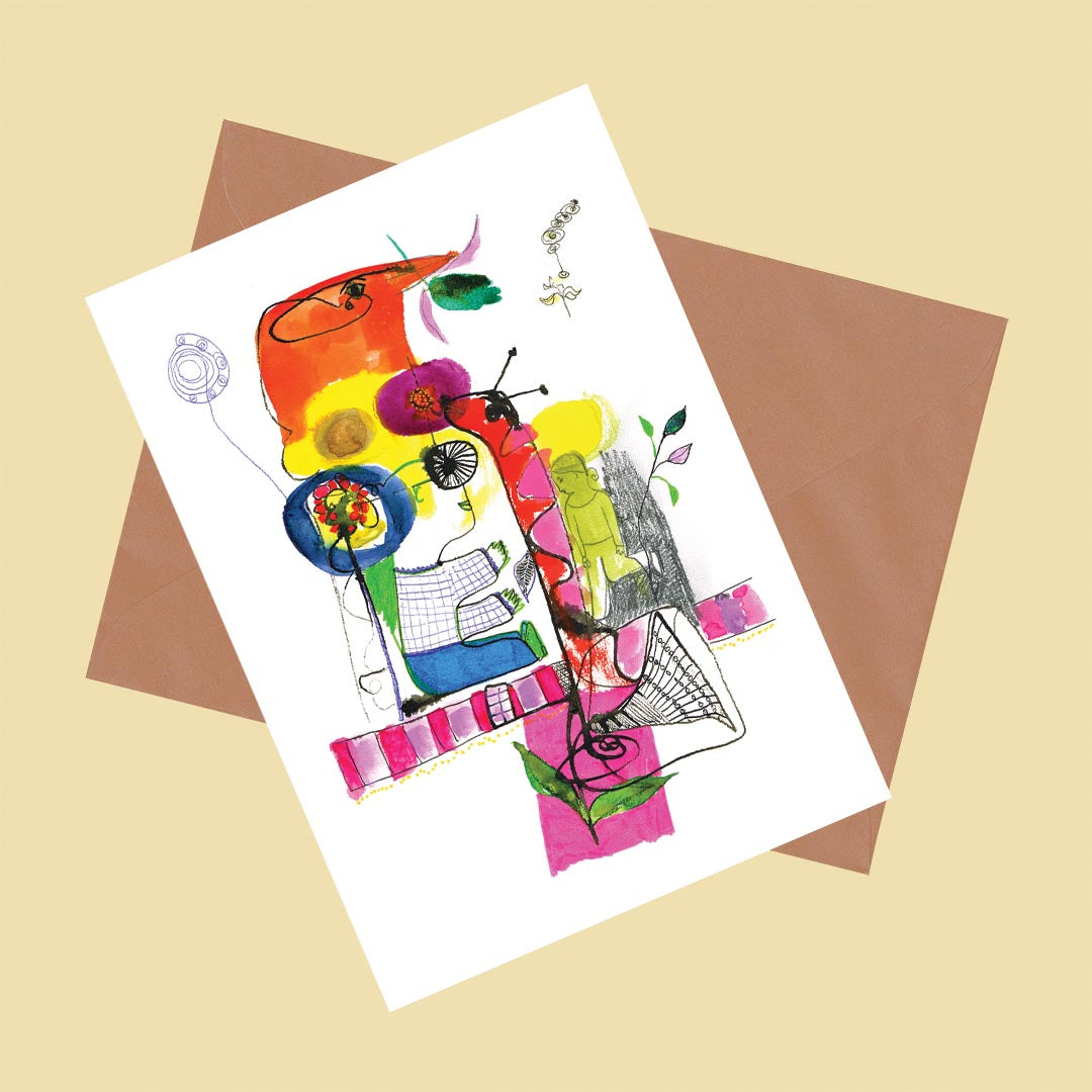 Creatures of this world. Happy Colorful Greeting Card