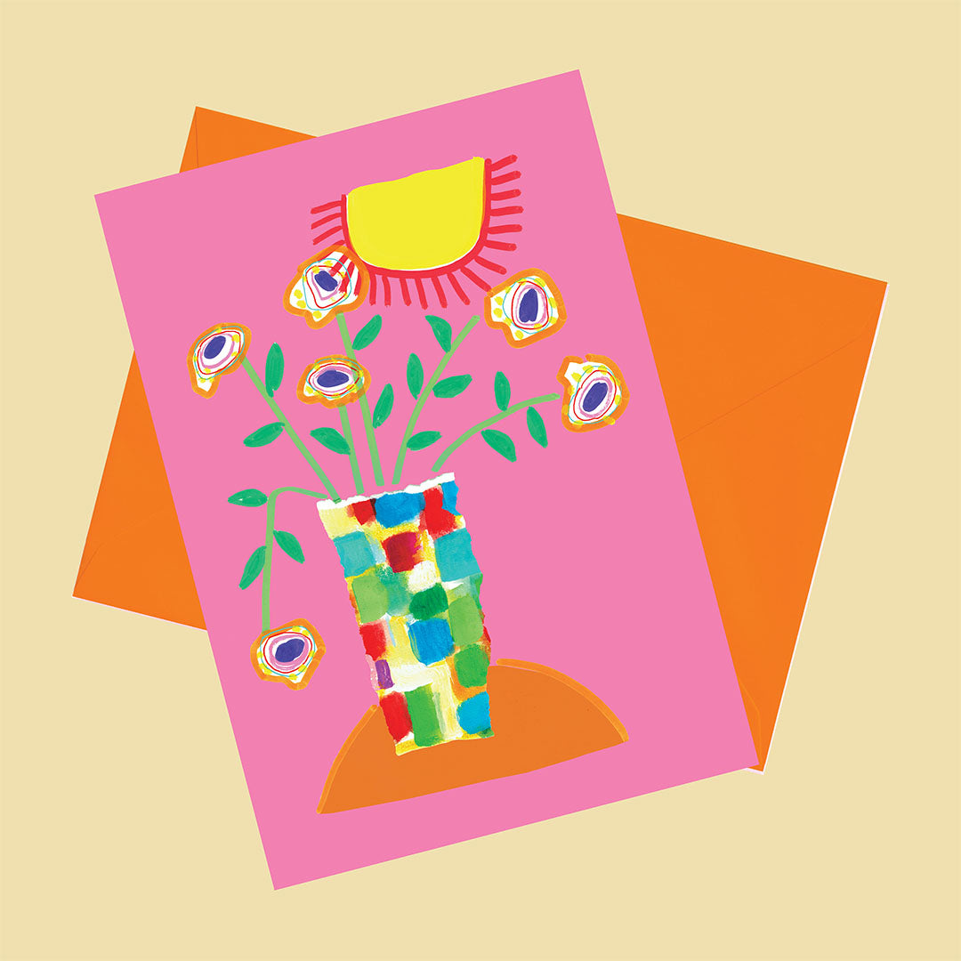 Flowers, Happy Colorful Greeting Card