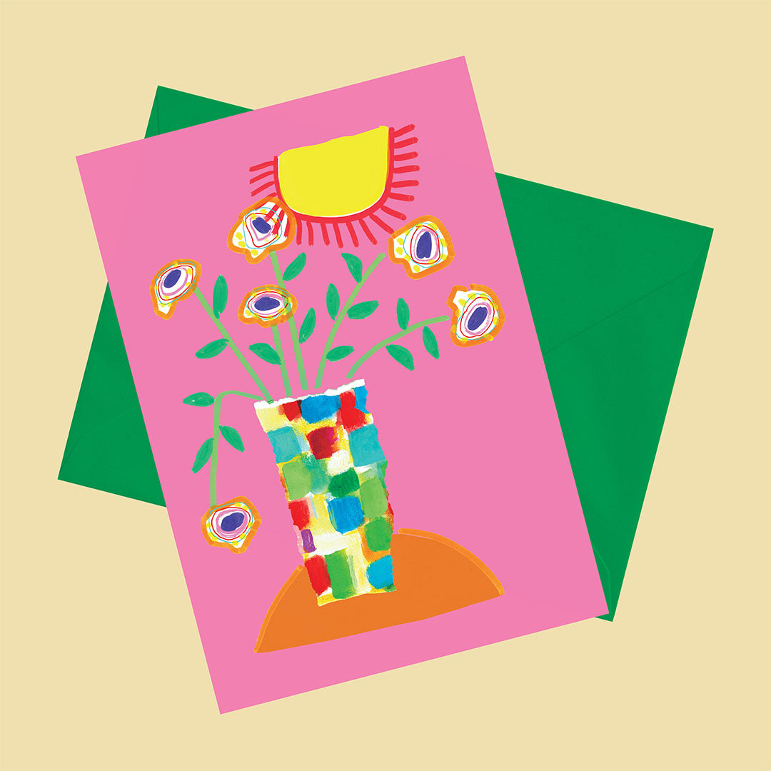 Flowers, Happy Colorful Greeting Card
