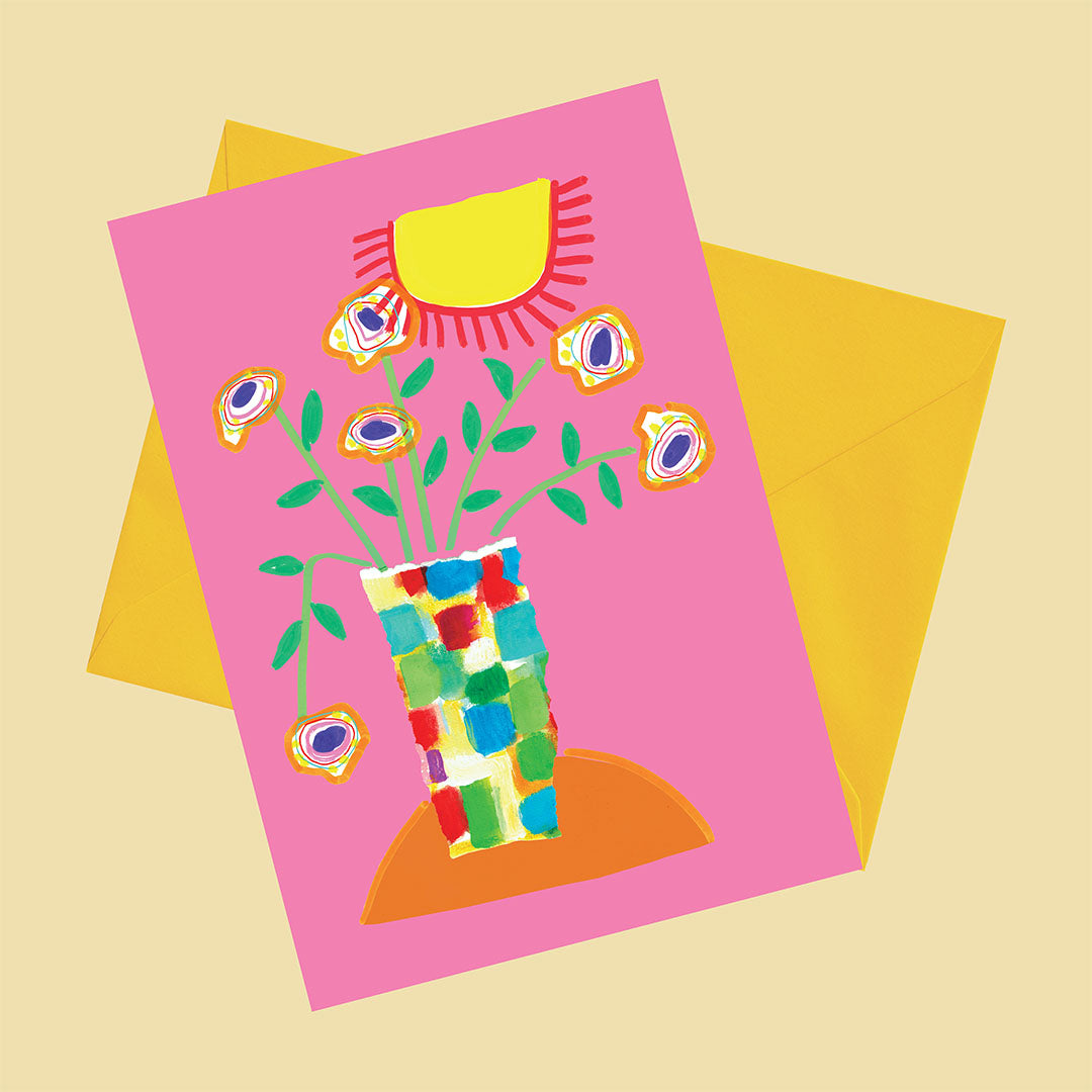 Flowers, Happy Colorful Greeting Card