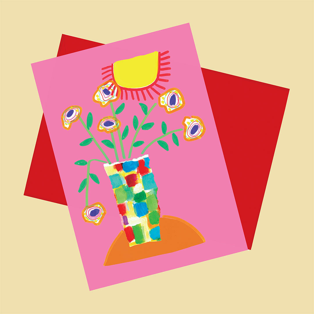 Flowers, Happy Colorful Greeting Card