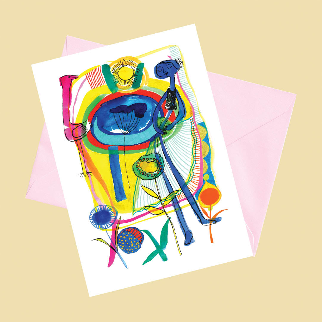 Blue dancer, Happy Colorful Greeting Card