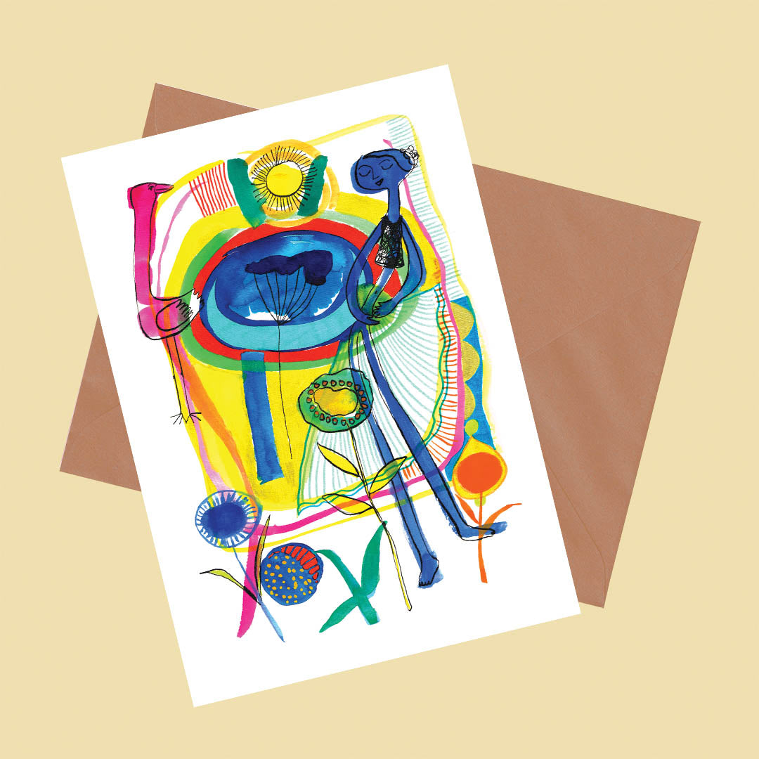 Blue dancer, Happy Colorful Greeting Card