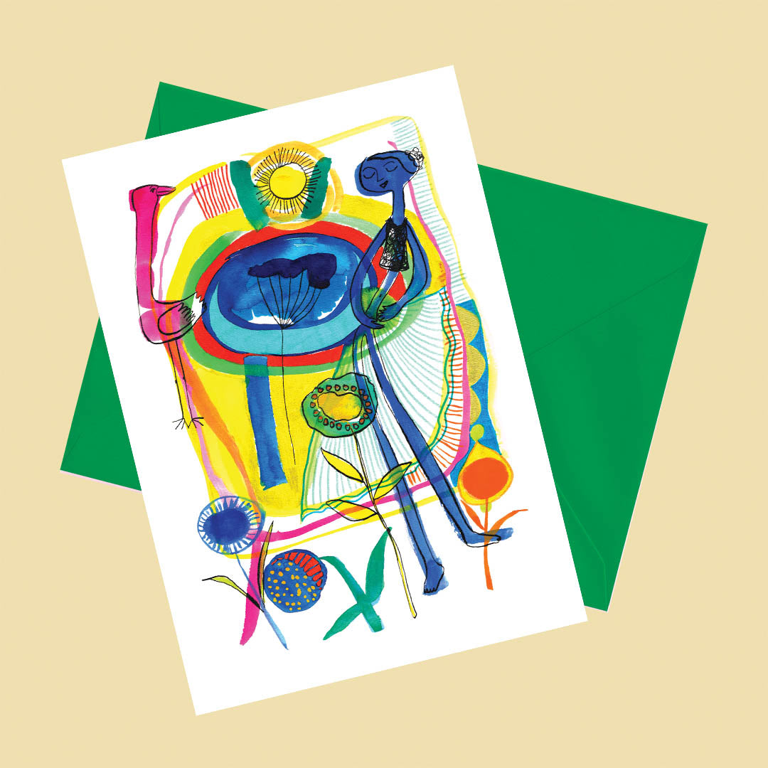Blue dancer, Happy Colorful Greeting Card