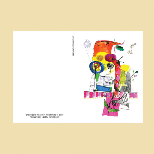 Creatures of this world. Happy Colorful Greeting Card